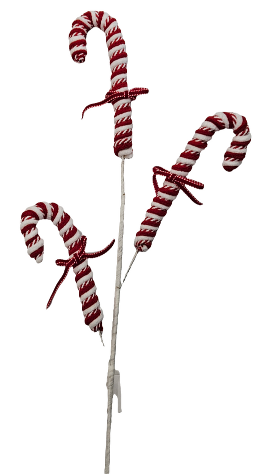 32" Candy Cane x3 Spray