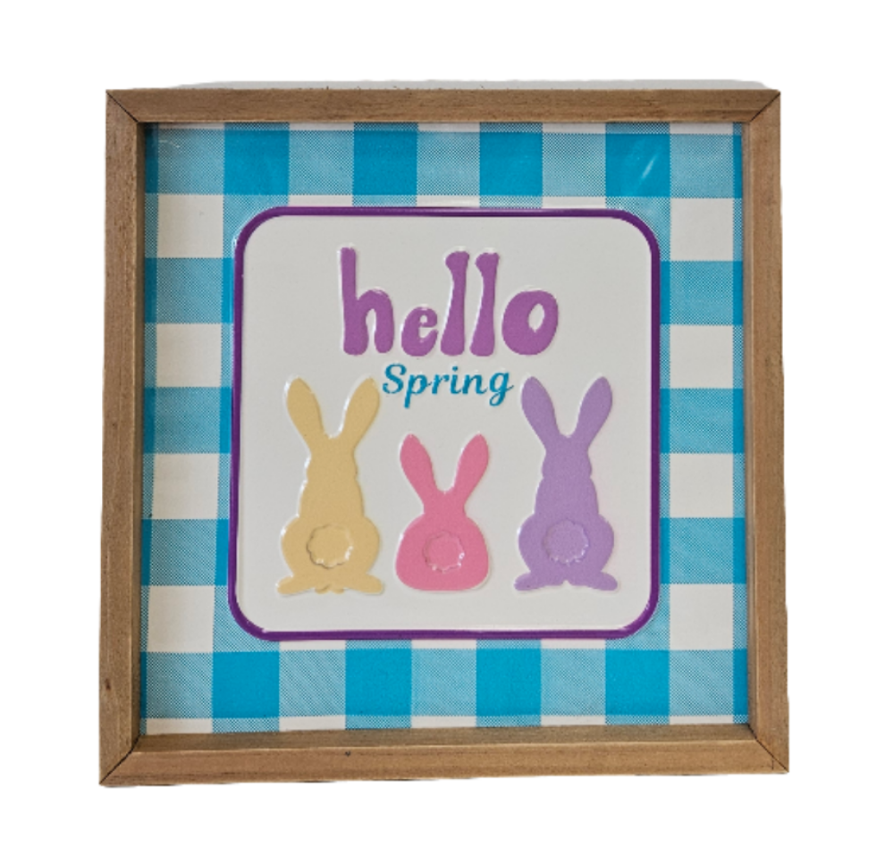 12" Plaid Square Spring Easter Sign