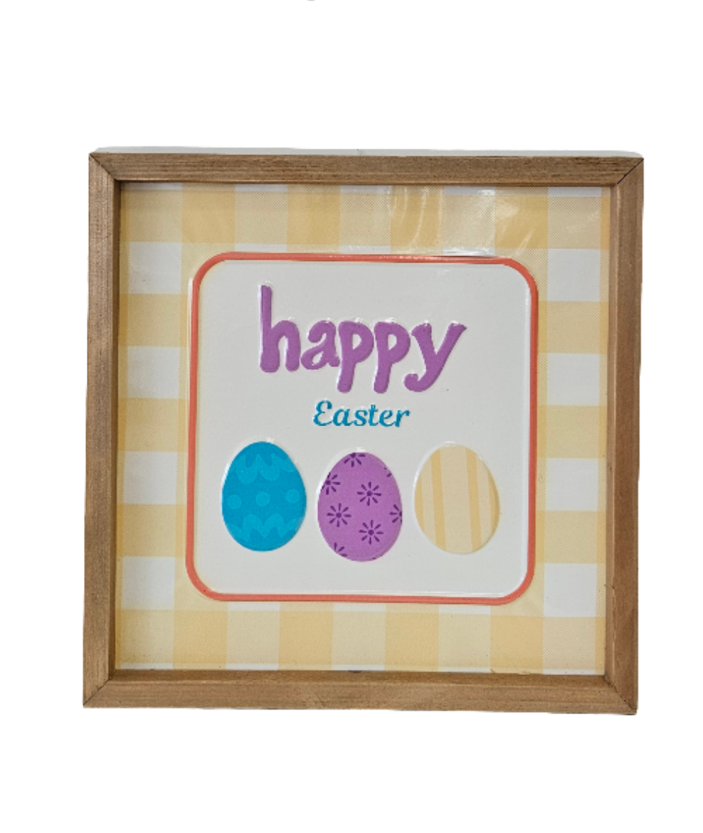 12" Plaid Square Spring Easter Sign