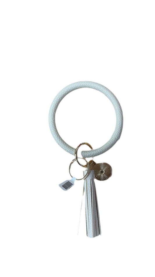Bangle Bracelet Keyring Solid Color w/ Tassel