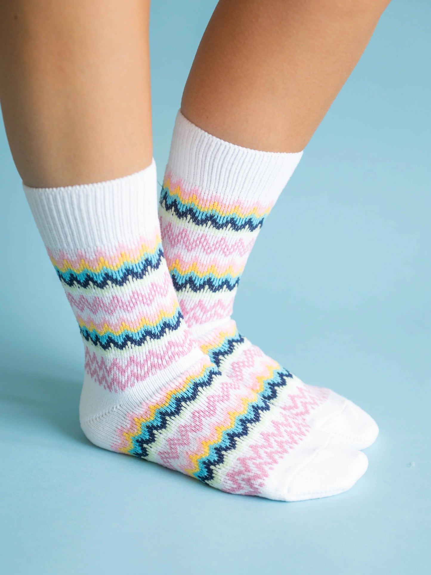 World's Softest Socks Crew White Multi-956