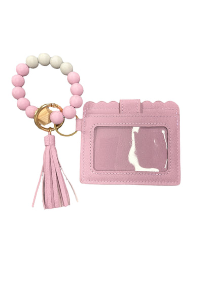 Silicone Beaded Bracelet Keyring with ID Card Wallet