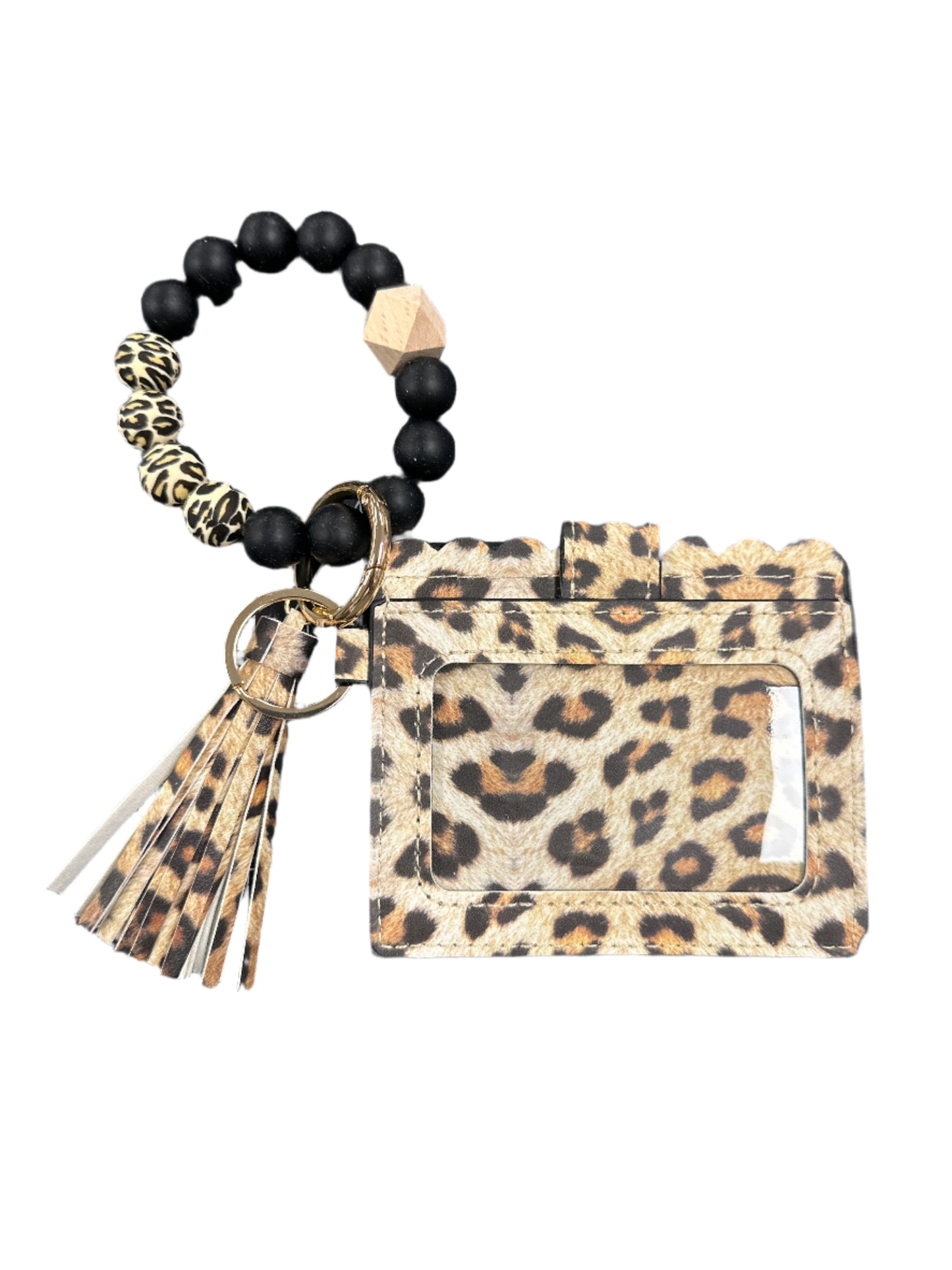 Silicone Beaded Bracelet Keyring with ID Card Wallet