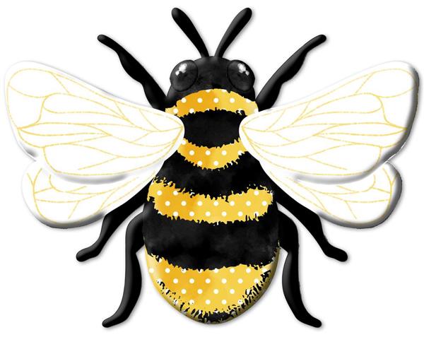 12" X 9.25" Metal Embossed Polkadot Bee