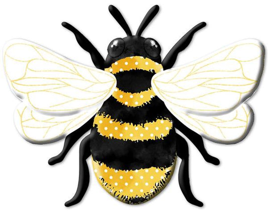 12" X 9.25" Metal Embossed Polkadot Bee