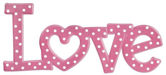 13.5" X 6" Metal LOVE w/Polkadots Sign