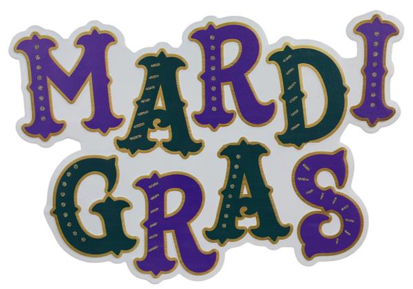 16"Lx11"H Metal/Glitter Mardi Gras Sign