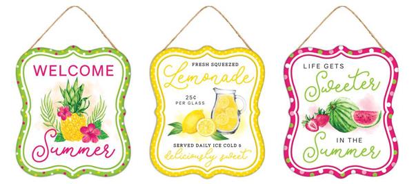 7"H X 6"L Embossed Tin Summer Fruit Sign