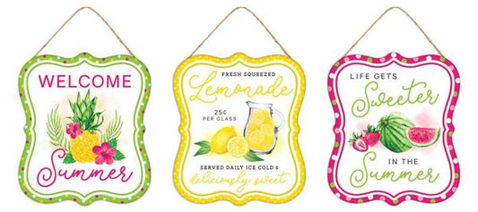 7"H X 6"L Embossed Tin Summer Fruit Sign