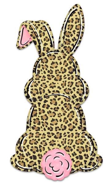 15" Bunny Bottom Embossed Metal Hanger: Leopard