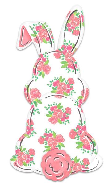 15" Bunny Bottom Embossed Metal Hanger: Pink Floral
