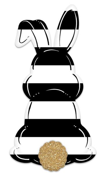 15" Bunny Bottom Embossed Metal Hanger: Black, White, Gold