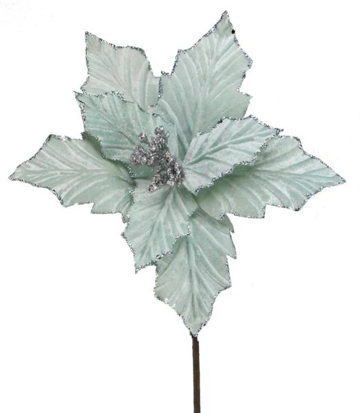 8" Velvet Poinsettia Pick