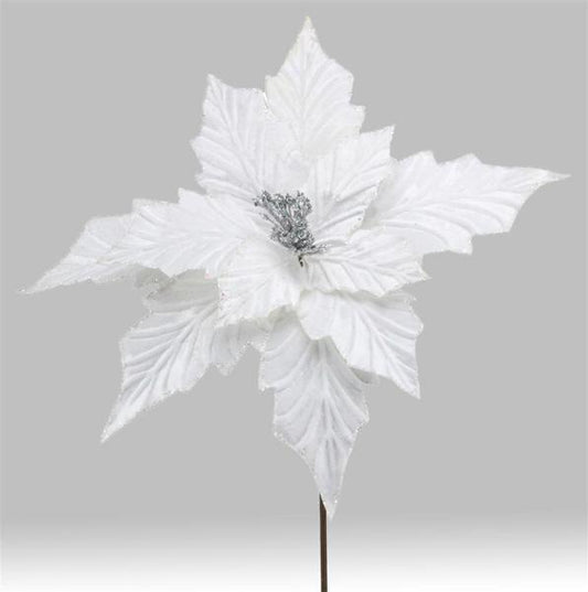 22" Velvet Poinsettia: White