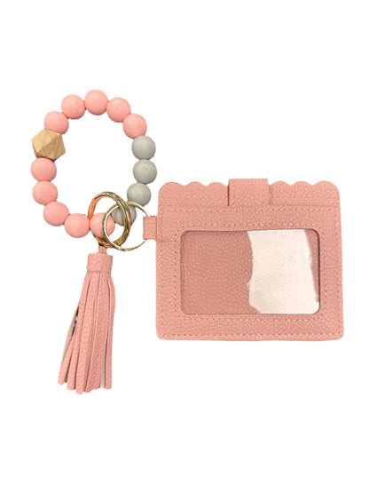 Silicone Beaded Bracelet Keyring with ID Card Wallet