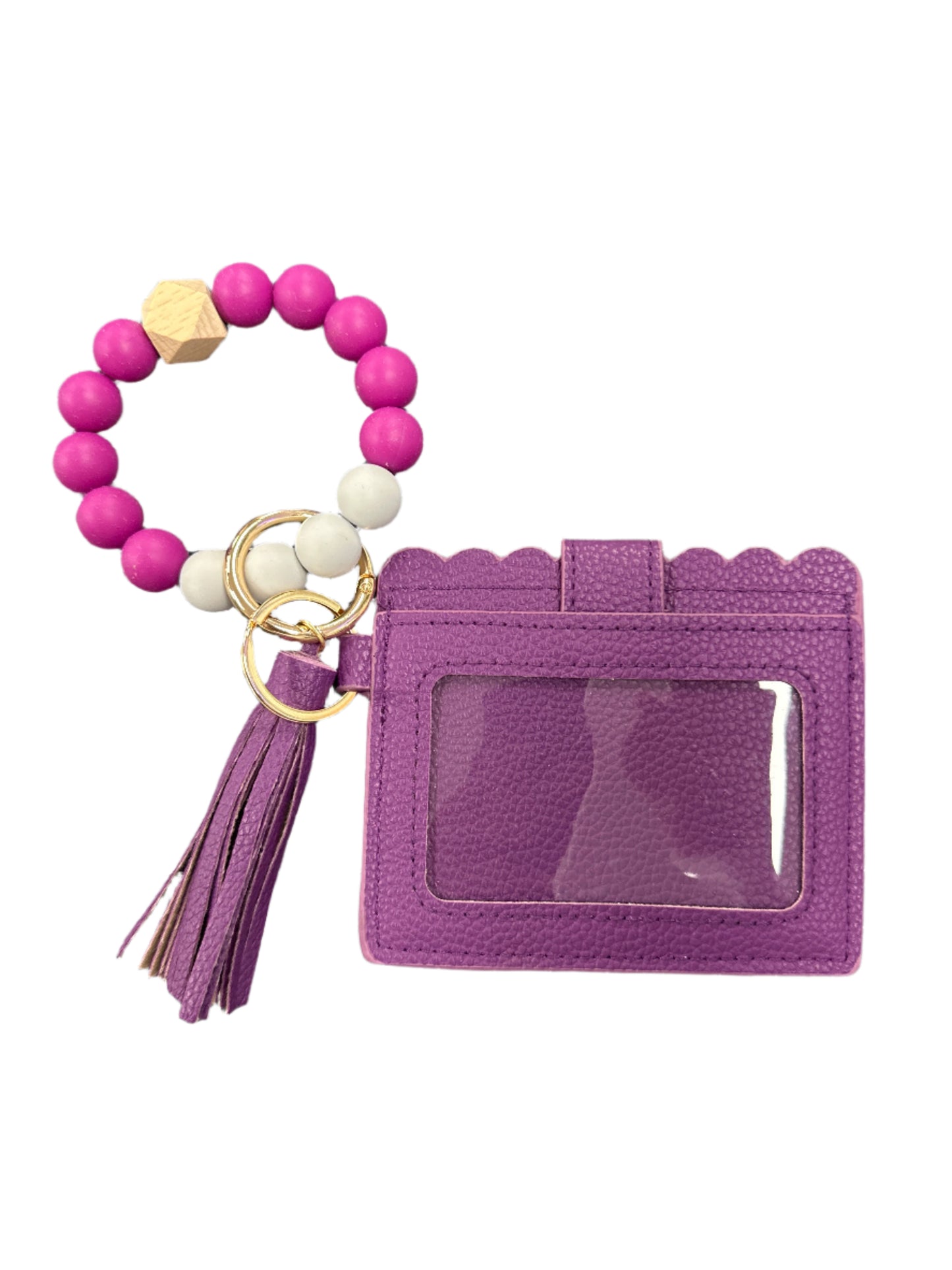 Silicone Beaded Bracelet Keyring with ID Card Wallet