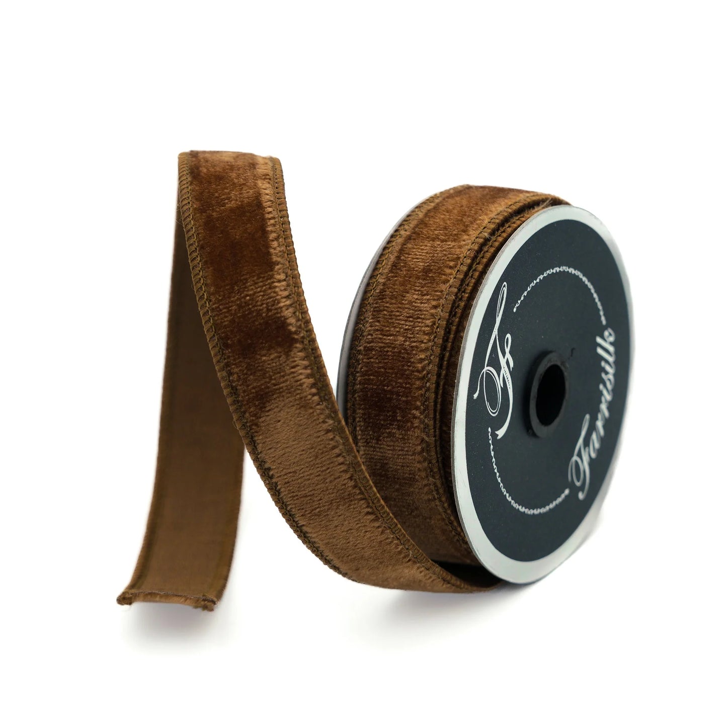 Farrisilk 1"x 10yds Velvet Ribbon Pecan/Brown
