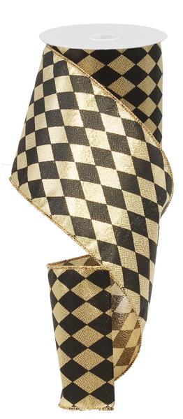 Harlequin Metallic Ribbon: Black & Gold (10 Yards)