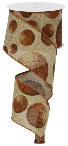 2.5" x 10yd Vintage Basketball Ribbon