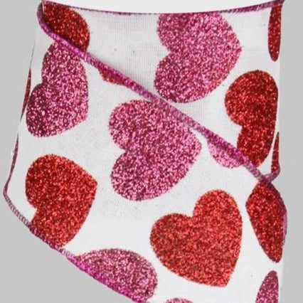 2.5" Bold Hearts on Royal Ribbon (10 Yards)