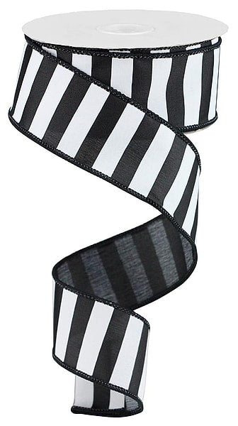 1.5" x 10yds Horizontal Stripe Blk/Wht