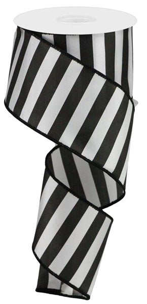 Horizontal Stripe Ribbon: Black & White (10 Yards)