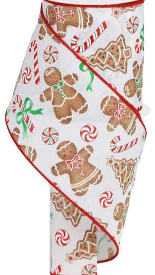 4" Gingerbread W/ Candy on Royal Ribbon (10 Yards)