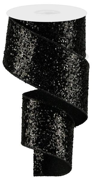 Large Glitter Ribbon: Black (10 Yards)