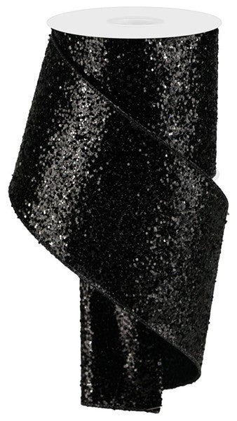 Large Glitter Ribbon: Black (10 Yards)