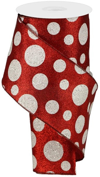 4" Giant Polka Dot Ribbon: Red & White (10 Yards)