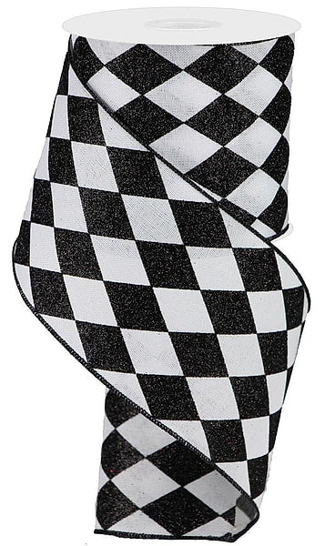 4" x 10yds Harlequin Blk/Wht