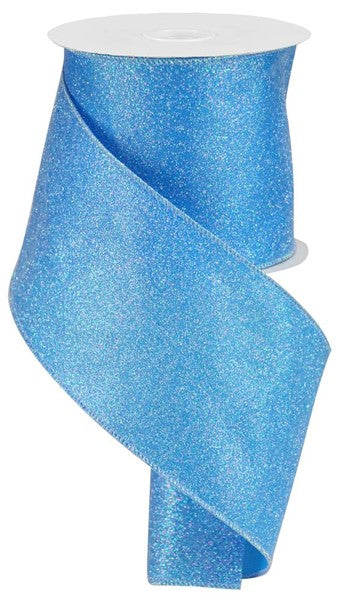 Iridescent Glitter on Satin Ribbon: Blue (10 Yards)