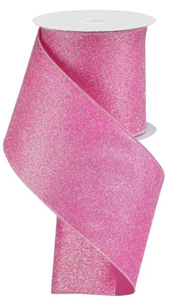 Iridescent Glitter on Satin Ribbon: Pink (10 Yards)