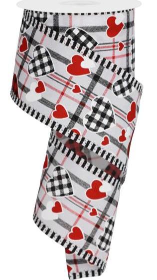 Check Heart/Plaid Heart /Stripe Ribbon (10 Yards)