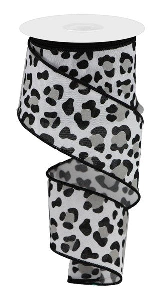 Leopard Print Ribbon: Gray & Black (10 Yards)