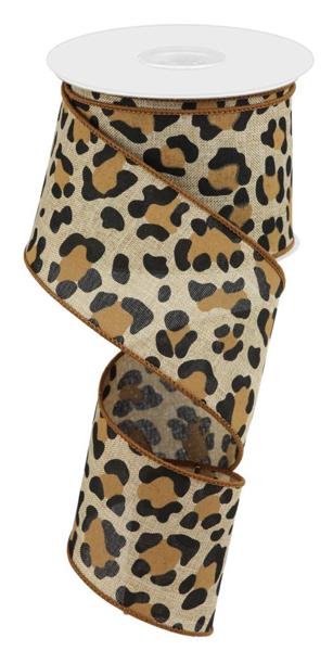 Leopard Print Ribbon: Light Beige, Black & Brown (10 Yards)