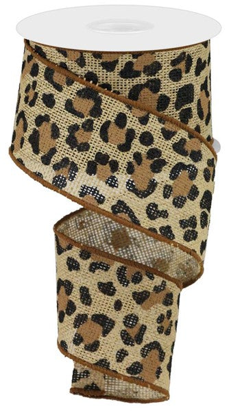 Leopard Print Ribbon: Black & Brown (10 Yards)