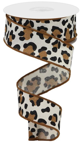 Leopard Print Ribbon: Black & Brown (10 Yards)