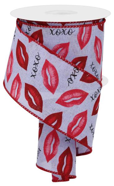 2.5" Lips XOXO on Royal Ribbon: Purple (10 Yards)