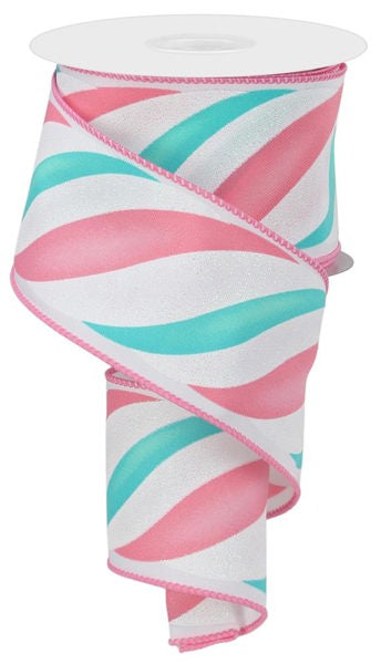2.5" Swirl Candy Stripe Ribbon (10 Yards)