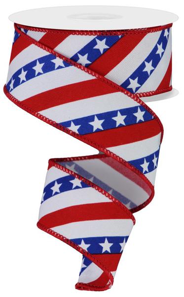 1.5" 4th of July Theme Ribbon Red,White,Blue (10 Yards)