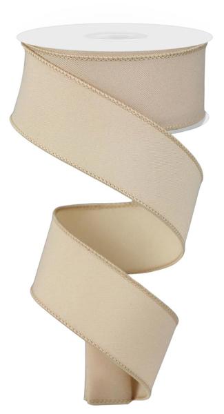 Diagonal Weave Fabric Ribbon: Light Beige (10 Yards)