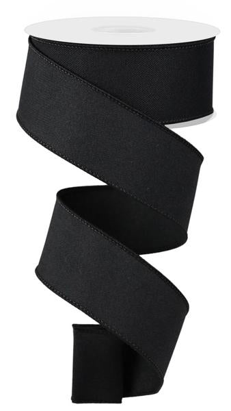 Diagonal Weave Fabric Ribbon: Black (10 Yards)
