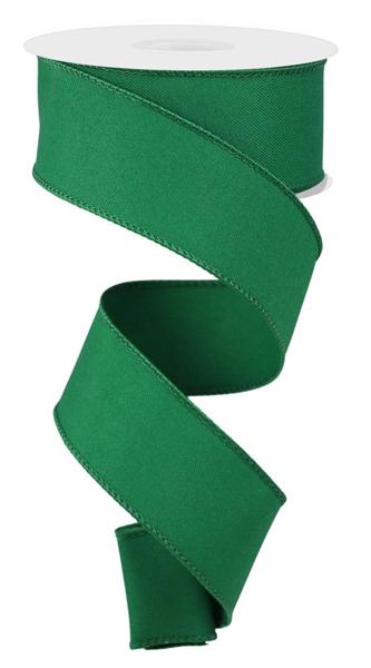 Diagonal Weave Fabric Ribbon: Emerald Green (10 Yards)