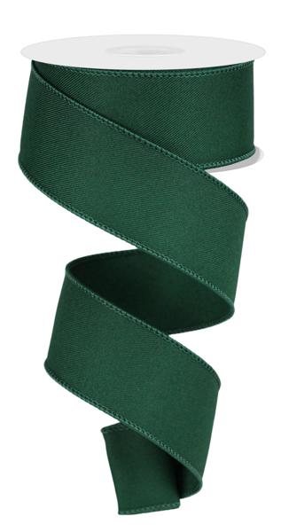 Diagonal Weave Fabric Ribbon: Hunter Green (10 Yards)