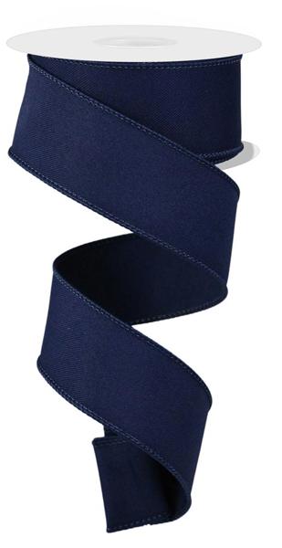 Diagonal Weave Fabric Ribbon: Navy Blue (10 Yards)