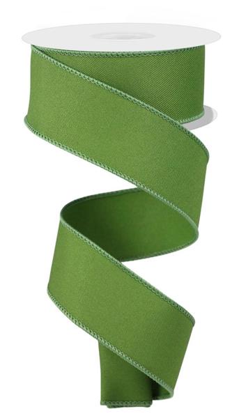 Diagonal Weave Fabric Ribbon: Moss Green (10 Yards)