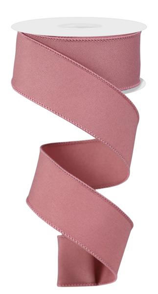 Diagonal Weave Fabric Ribbon: Dusty Rose (10 Yards)