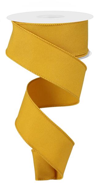 Dark Yellow Diagonal Weave Fabric Ribbon - 10 Yards