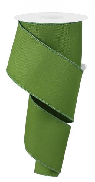 Diagonal Weave Fabric Ribbon: Moss Green (10 Yards)